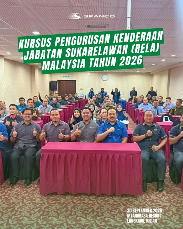 DARI LANGKAWI, KITA KONGSI ILMU! 🌴

Pengurusan kenderaan bukan sekadar memastikan kenderaan berada dalam keadaan baik, ia juga melibatkan keselamatan, penyelenggaraan, pengendalian dan pengurusan risiko.

Pada 30 September 2026, SPANCO telah menyampaikan sesi perkongsian sempena Kursus Pengurusan Kenderaan Jabatan Sukarelawan Malaysia (RELA) RELA Malaysia Official Tahun 2026 di MyAngkasa Resort Langkawi, Kedah.

Sesi yang disampaikan oleh wakil SPANCO iaitu Encik Amir Zubaidi dan Encik Faiz Izwan ini melibatkan 50 orang pegawai pengurusan kenderaan dan pemandu kenderaan jabatan.

Antara perkara yang dikongsikan termasuk pengendalian kenderaan, penyelenggaraan dan aspek teknikal, khidmat sokongan, pengurusan risiko serta pengurusan saman PDRM dan JPJ. Peserta turut mendapat penerangan mengenai kategori dan spesifikasi kenderaan di bawah kontrak konsesi.

Terima kasih kepada Jabatan Sukarelawan Malaysia (RELA) atas peluang untuk bersama-sama berkongsi pengetahuan dan pengalaman. 🤝

SPANCO – Sentiasa Bersama Mu.

#SPANCOSdnBhd #SentiasaBersamaMu #RELA #PengurusanKenderaan #Langkawi